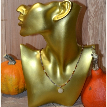 Naszyjnik handmade z granatu jadeitu i kamienia słonecznego